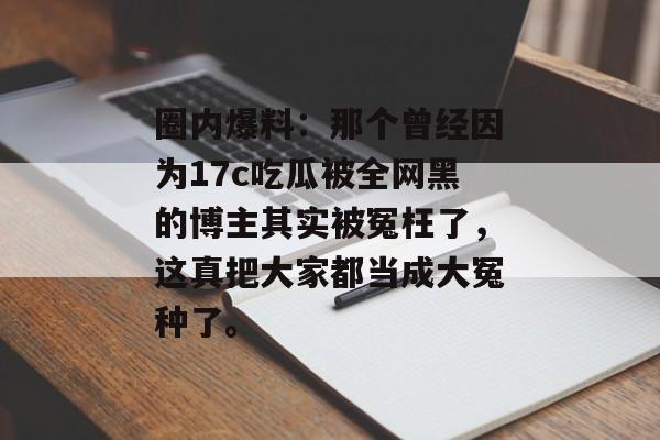 圈内爆料：那个曾经因为17c吃瓜被全网黑的博主其实被冤枉了，这真把大家都当成大冤种了。