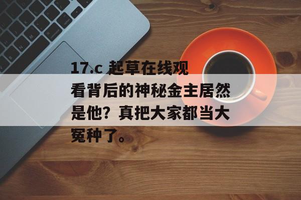 17.c 起草在线观看背后的神秘金主居然是他？真把大家都当大冤种了。